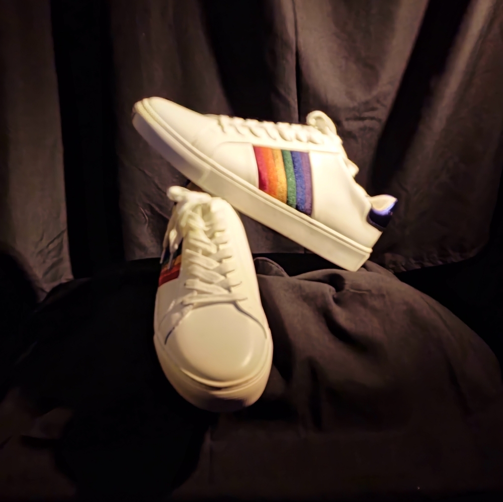 Kurt Geiger White Sneakers with Rainbow Stripes